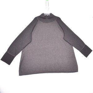 Dakini Women's Knitted Long Sweater Grey Mock Neck Cotton Blend Size 3X